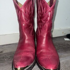 Dylwheels pink leather cowboy booties